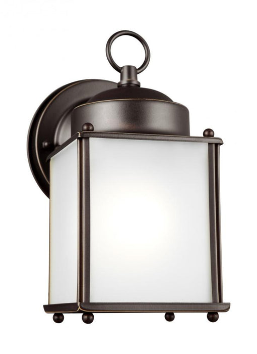 Generation Lighting New Castle traditional 1-light outdoor exterior wall lantern sconce in antique bronze finish with sa
