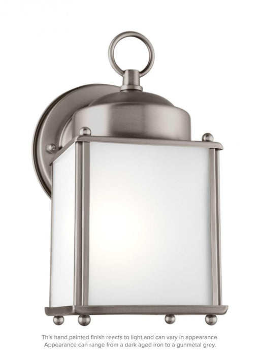 Generation Lighting New Castle traditional 1-light outdoor exterior wall lantern sconce in antique brushed nickel silver