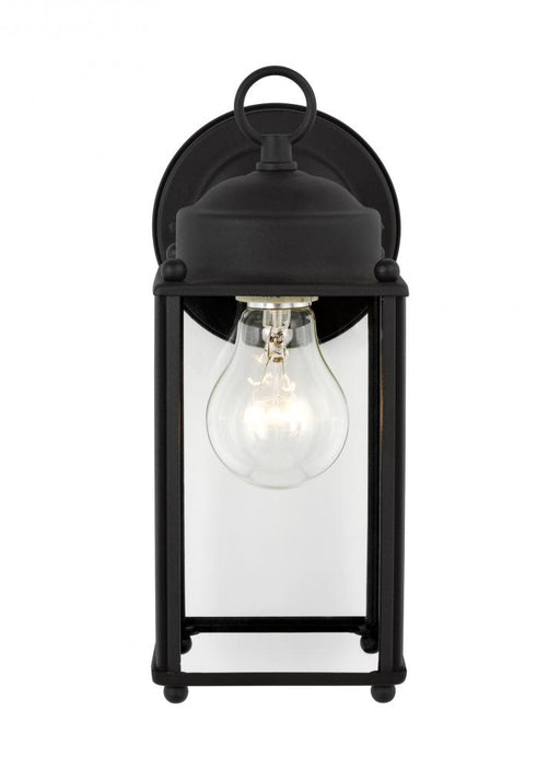 Generation Lighting New Castle traditional 1-light outdoor exterior large wall lantern sconce in black finish with clear
