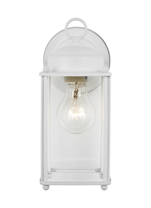 Generation Lighting New Castle traditional 1-light outdoor exterior large wall lantern sconce in white finish with clear