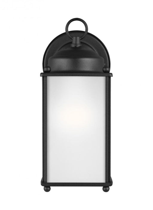Generation Lighting New Castle traditional 1-light outdoor exterior large wall lantern sconce in black finish with satin