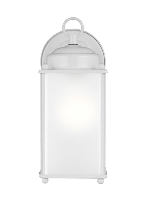 Generation Lighting New Castle traditional 1-light outdoor exterior large wall lantern sconce in white finish with satin