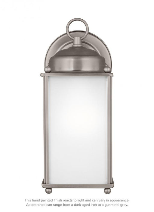Generation Lighting New Castle traditional 1-light outdoor exterior large wall lantern sconce in antique brushed nickel