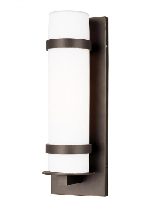 Generation Lighting Alban modern 1-light LED outdoor exterior medium round wall lantern sconce in antique bronze finish