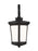 Generation Lighting Eddington modern 1-light outdoor exterior medium wall lantern sconce in black finish with cased opal