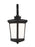 Generation Lighting Eddington modern 1-light LED outdoor exterior medium wall lantern sconce in black finish with cased
