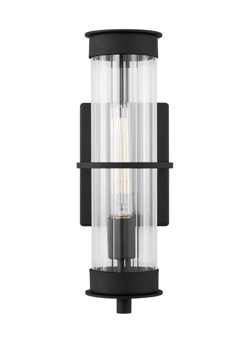 Visual Comfort & Co. Studio Collection Alcona transitional 1-light LED outdoor exterior medium wall lantern in black finish with clear flut