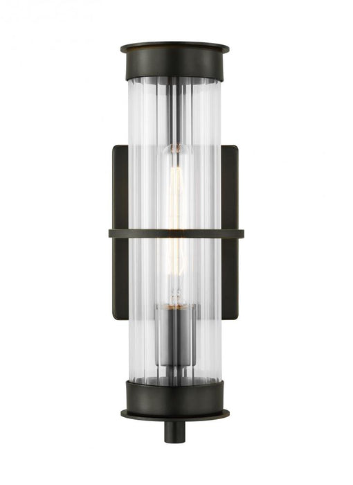 Visual Comfort & Co. Studio Collection Alcona transitional 1-light LED outdoor exterior medium wall lantern in antique bronze finish with c