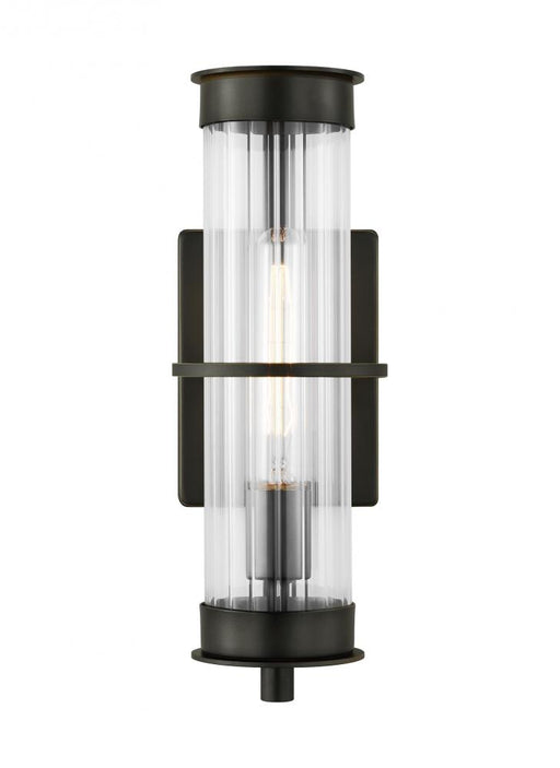 Visual Comfort & Co. Studio Collection Alcona transitional 1-light LED outdoor exterior medium wall lantern in antique bronze finish with c