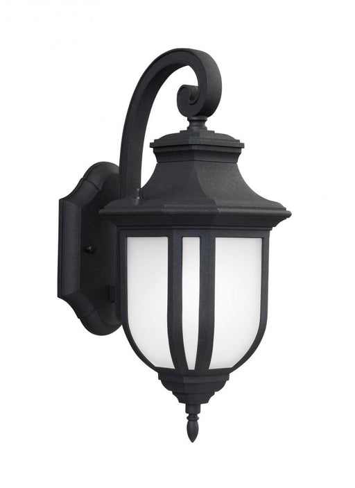 Generation Lighting Childress traditional 1-light LED outdoor exterior medium wall lantern sconce in black finish with s