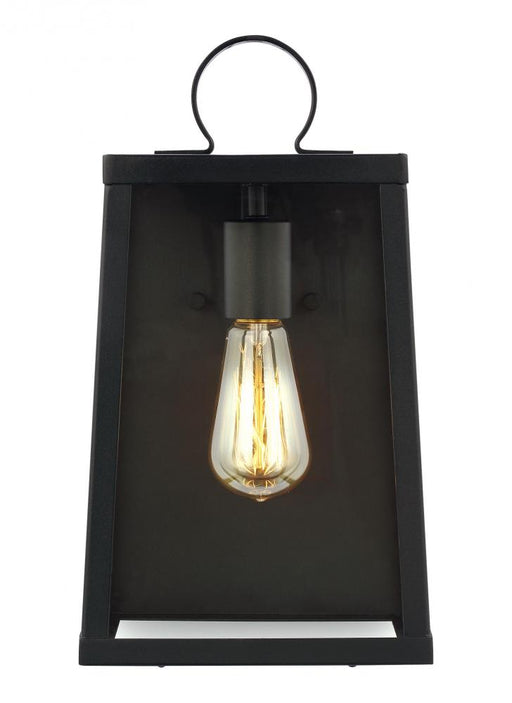 Visual Comfort & Co. Studio Collection Marinus modern 1-light outdoor exterior medium wall lantern sconce in black finish with clear glass
