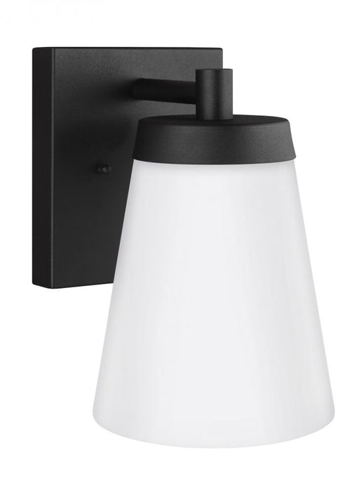 Generation Lighting Renville transitional 1-light outdoor exterior large wall lantern sconce in black finish with satin