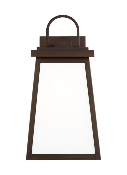 Visual Comfort & Co. Studio Collection Founders modern 1-light LED outdoor exterior medium wall lantern sconce in antique bronze finish wit