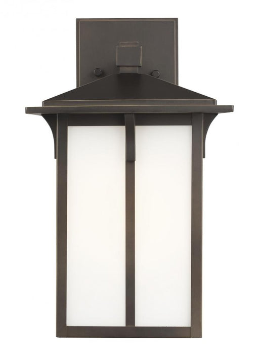 Generation Lighting Tomek modern 1-light LED outdoor exterior medium wall lantern sconce in antique bronze finish with e