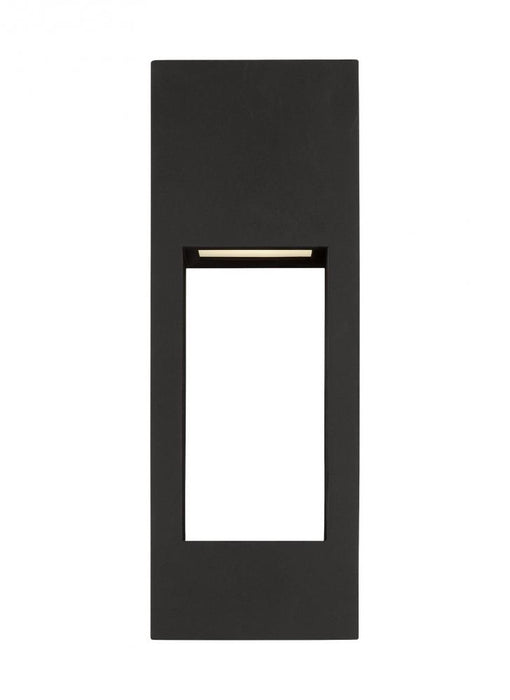 Visual Comfort & Co. Studio Collection Testa modern 2-light LED outdoor exterior medium wall lantern in black finish with satin etched glas