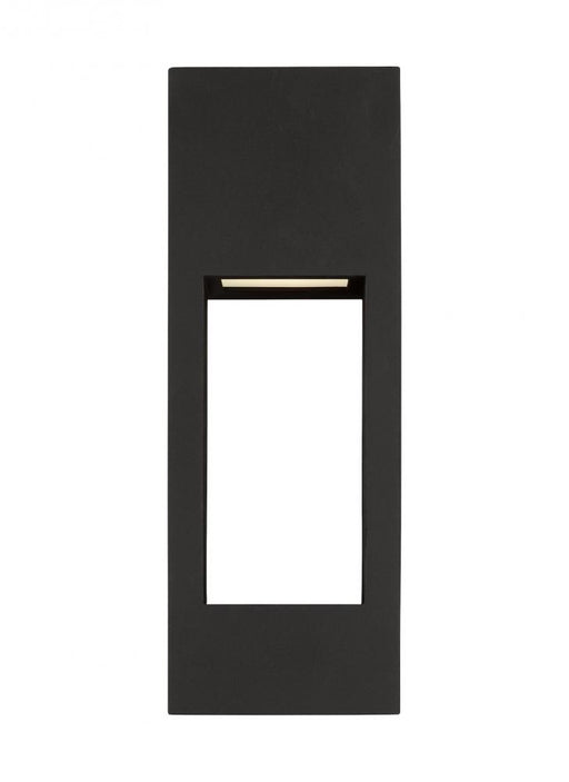 Visual Comfort & Co. Studio Collection Testa modern 2-light LED outdoor exterior medium wall lantern in black finish with satin etched glas