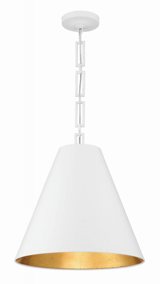 Crystorama Brian Patrick Flynn Alston 3 Light Matte White + Antique Gold Pendant