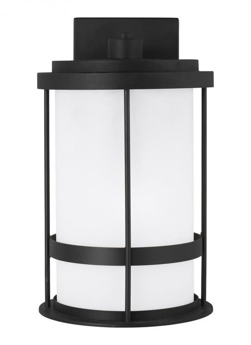 Generation Lighting Wilburn modern 1-light LED outdoor exterior Dark Sky compliant medium wall lantern sconce in black f