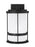 Generation Lighting Wilburn modern 1-light LED outdoor exterior medium wall lantern sconce in black finish with satin et