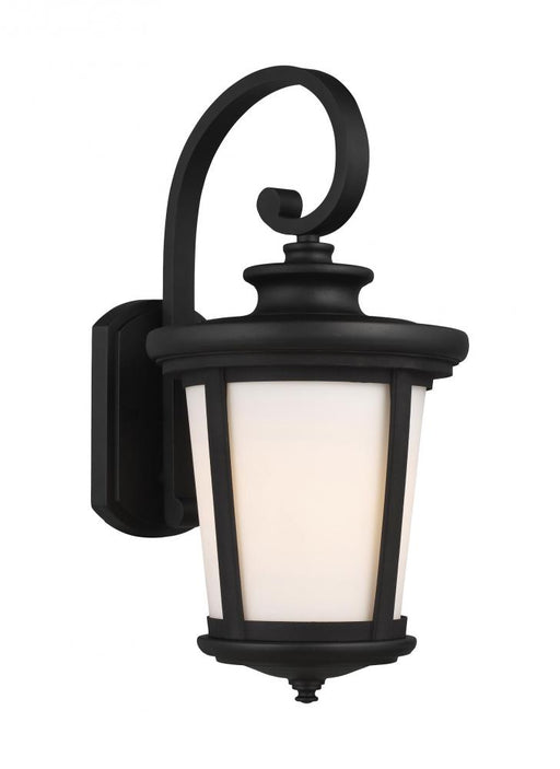 Generation Lighting Eddington modern 1-light LED outdoor exterior large wall lantern sconce in black finish with cased o