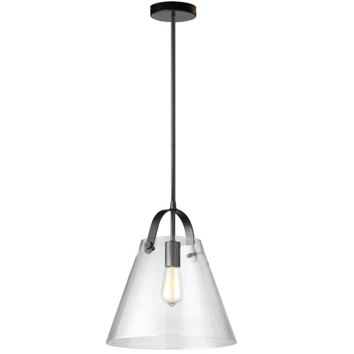 1lt Incandescent Pendant, Black W/ Clear Glass | 871P-BK