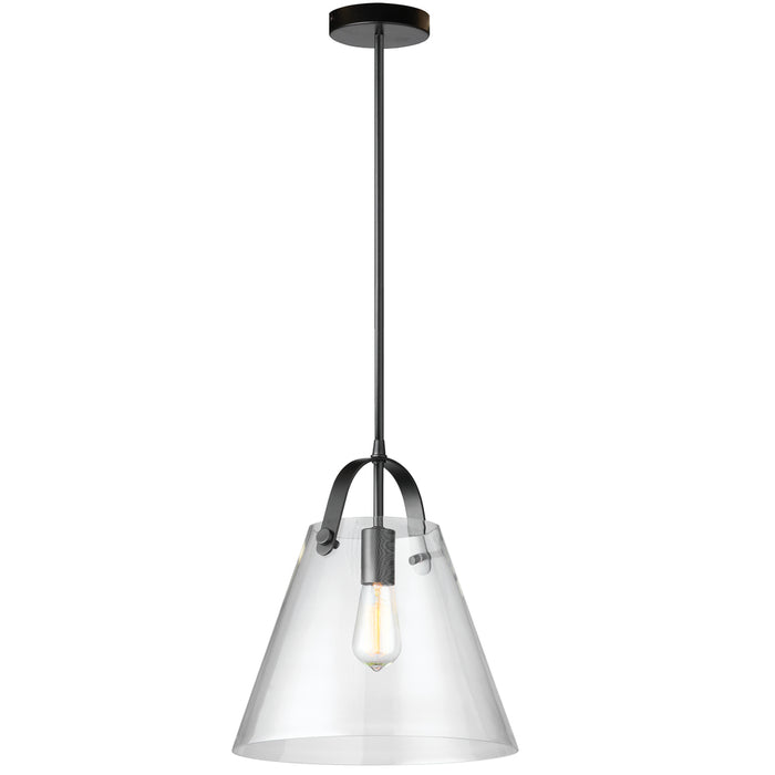 1lt Incandescent Pendant, Black W/ Clear Glass | 871P-BK