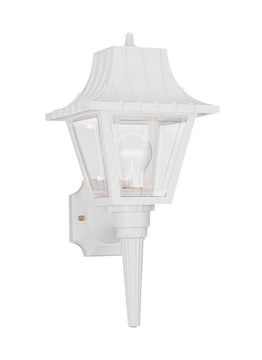 Generation Lighting Polycarbonate Outdoor traditional 1-light outdoor exterior medium wall lantern sconce in white finis