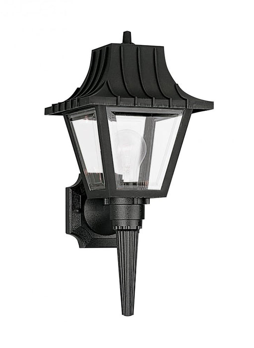 Generation Lighting Polycarbonate Outdoor traditional 1-light outdoor exterior medium wall lantern sconce in black finis