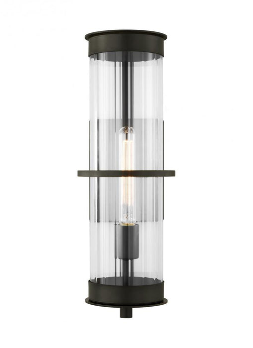 Visual Comfort & Co. Studio Collection Alcona transitional 1-light LED outdoor exterior large wall lantern in antique bronze finish with cl