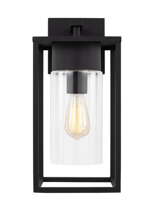 Visual Comfort & Co. Studio Collection Vado transitional 1-light LED outdoor exterior large wall lantern sconce in black finish with clear