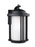 Generation Lighting Crowell contemporary 1-light outdoor exterior medium wall lantern sconce in black finish with satin | 8747901-12