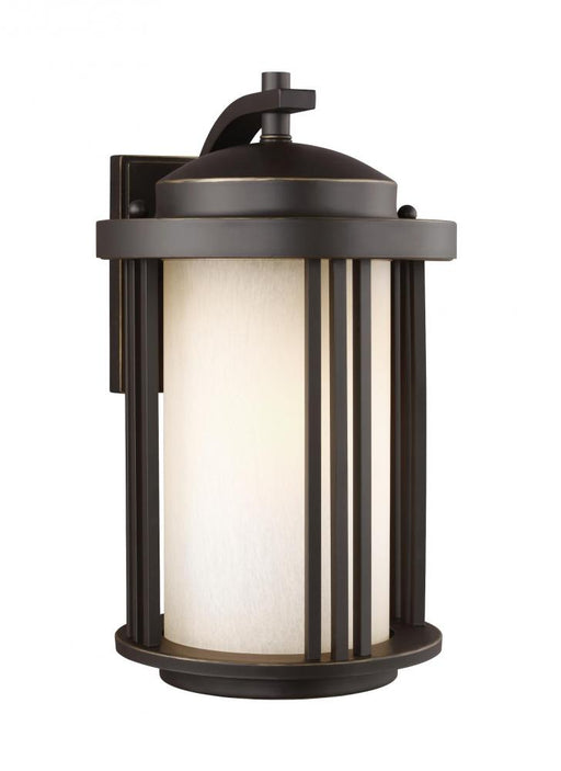 Generation Lighting Crowell contemporary 1-light outdoor exterior medium wall lantern sconce in antique bronze finish wi