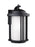 Generation Lighting Crowell contemporary 1-light LED outdoor exterior medium wall lantern sconce in black finish with sa