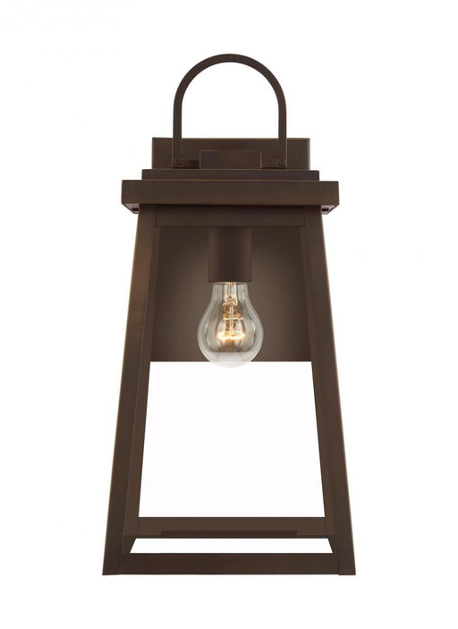 Visual Comfort & Co. Studio Collection Founders modern 1-light LED outdoor exterior large wall lantern sconce in antique bronze finish with