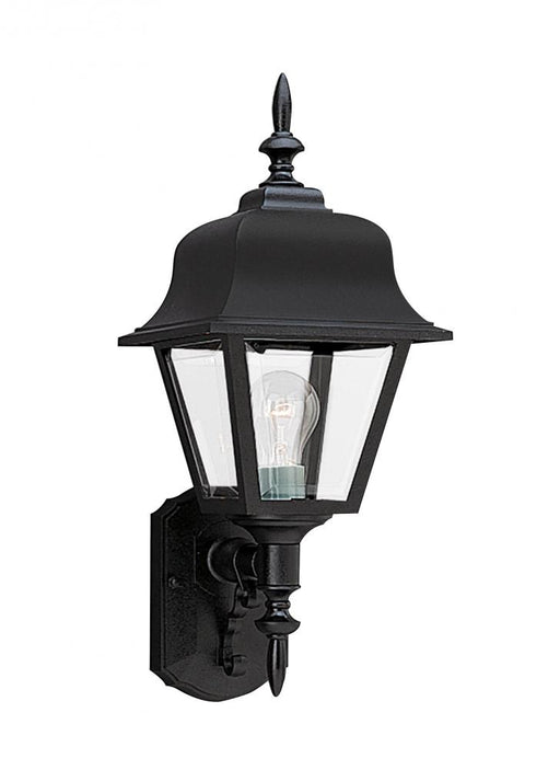 Generation Lighting Polycarbonate Outdoor traditional 1-light outdoor exterior large wall lantern sconce in black finish