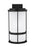 Generation Lighting Wilburn modern 1-light outdoor exterior large wall lantern sconce in black finish with satin etched