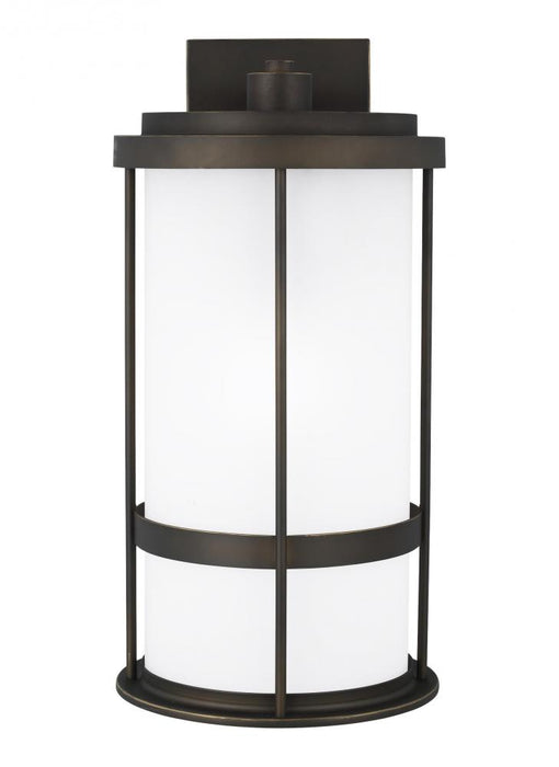 Generation Lighting Wilburn modern 1-light LED outdoor exterior Dark Sky compliant large wall lantern sconce in antique