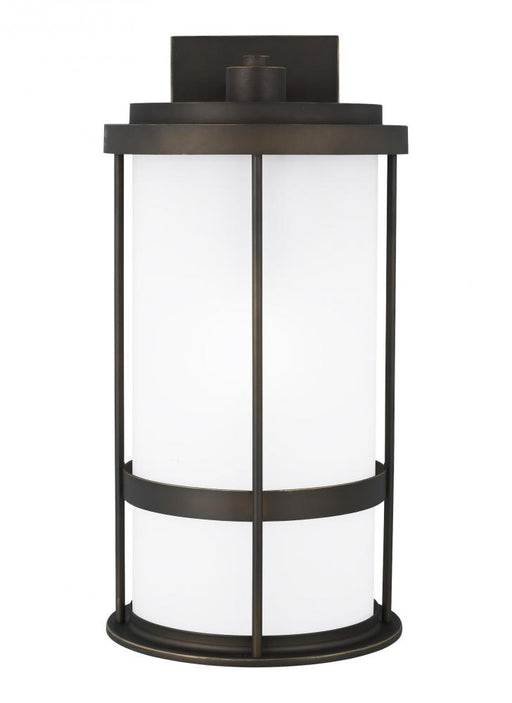 Generation Lighting Wilburn modern 1-light LED outdoor exterior Dark Sky compliant large wall lantern sconce in antique