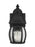 Generation Lighting Wynfield traditional 1-light outdoor exterior small wall lantern sconce in black finish with clear b