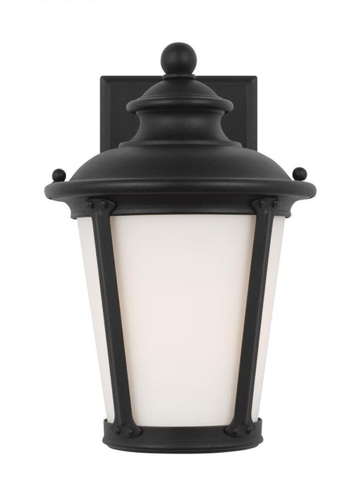 Generation Lighting Cape May traditional 1-light outdoor exterior small wall lantern sconce in black finish with etched