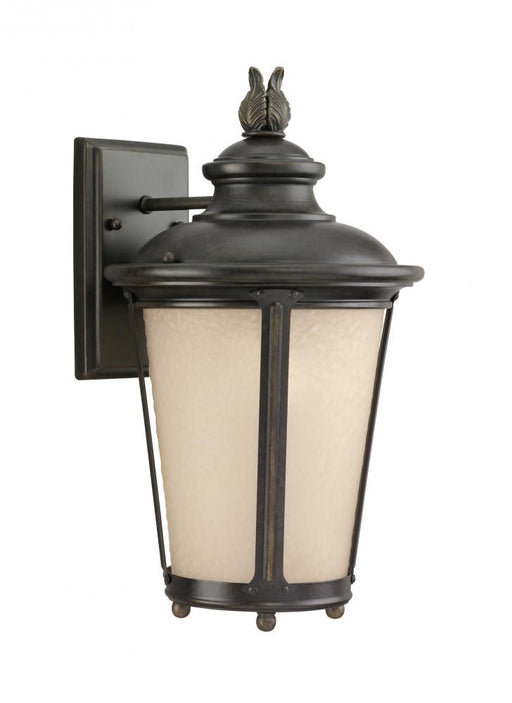 Generation Lighting Cape May traditional 1-light LED outdoor exterior medium wall lantern sconce in burled iron grey fin