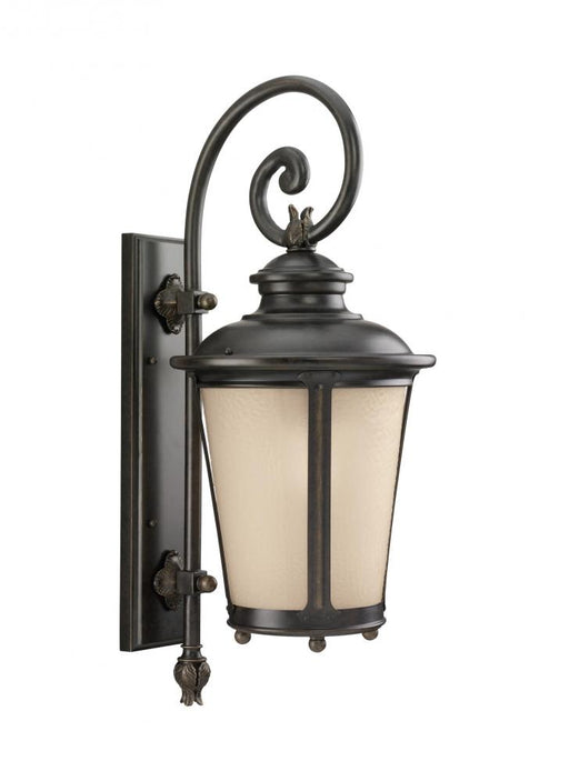 Generation Lighting Cape May traditional 1-light LED outdoor exterior large wall lantern sconce in burled iron grey fini