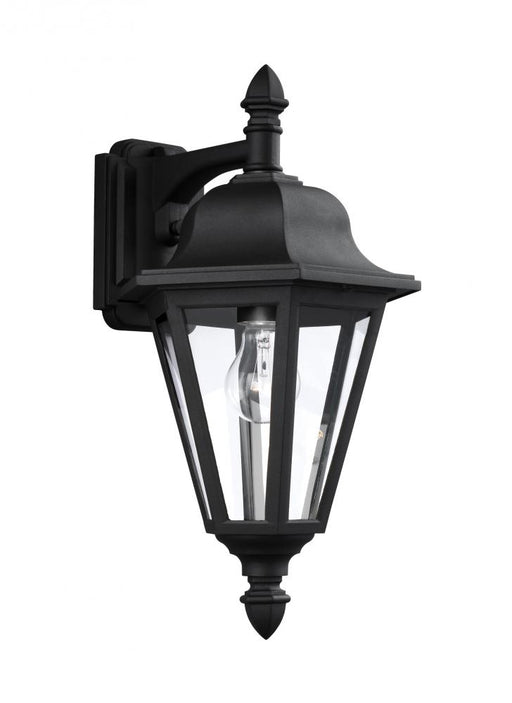 Generation Lighting Brentwood traditional 1-light outdoor exterior downlight wall lantern sconce in black finish with cl
