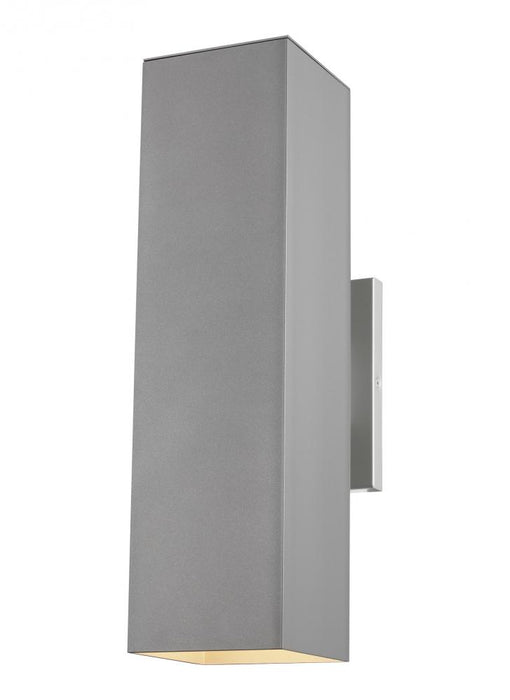 Visual Comfort & Co. Studio Collection Pohl modern 2-light outdoor exterior Dark Sky compliant large wall lantern in painted brushed nickel
