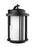 Generation Lighting Crowell contemporary 1-light outdoor exterior large wall lantern sconce in black finish with satin e