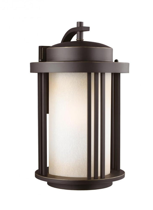 Generation Lighting Crowell contemporary 1-light LED outdoor exterior large wall lantern sconce in antique bronze finish