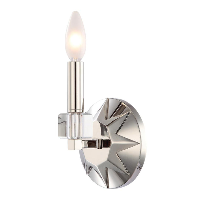 Crystorama Carson 1 Light Polished Nickel Sconce