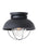 Generation Lighting Sebring transitional 1-light outdoor exterior ceiling flush mount in black finish with clear seeded