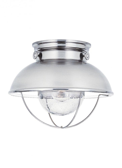 Generation Lighting Sebring transitional 1-light LED outdoor exterior ceiling flush mount in brushed stainless silver fi | 8869EN3-98
