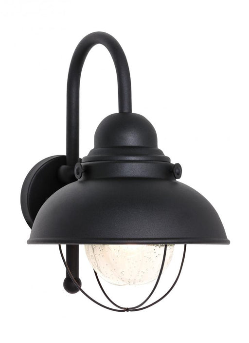 Generation Lighting Sebring transitional 1-light outdoor exterior large wall lantern sconce in black finish with clear s